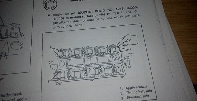 Letak penambahan sealer di mesin Suzuki Forsa
