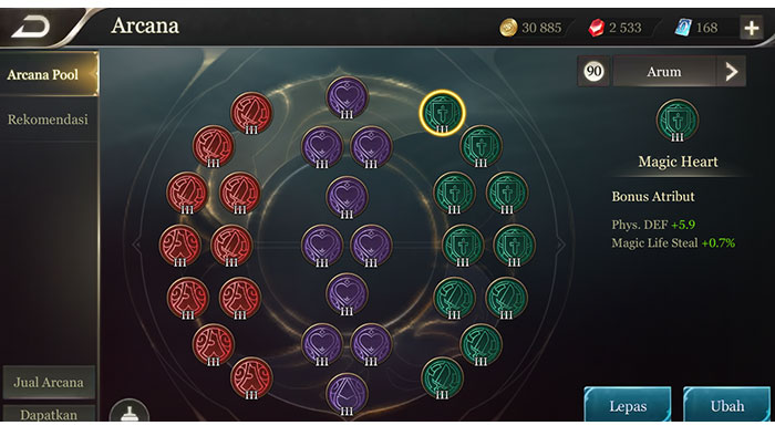 Arcana Arum defend kuat, attack kuat