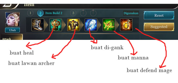 Build rekomendasi Arum, defend kuat, attack kuat