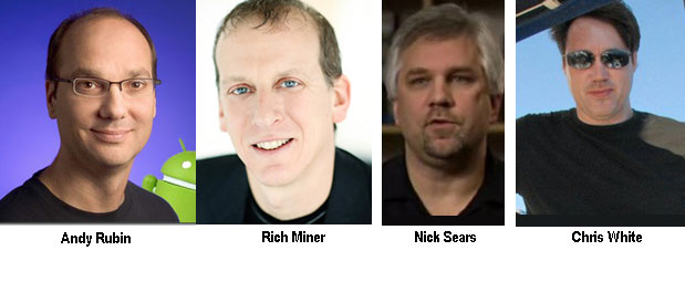 Para pendiri android, Andy Rubin, Rich Miner, Nick Sears dan Chris White